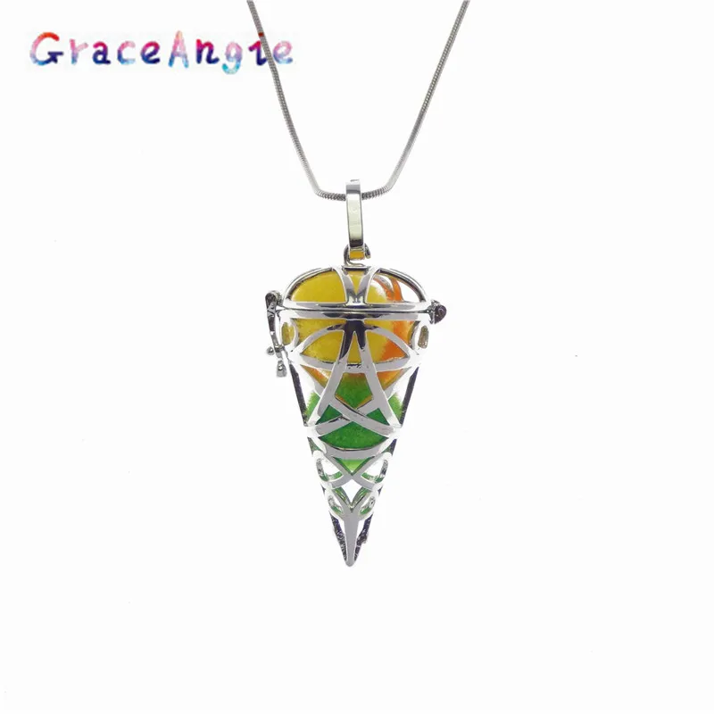 GraceAngie Beads Cage Locket Can Be Opened Phase Box Pendant Necklace Accessories DIY1Pc Dessert Ice Cream Model Mini