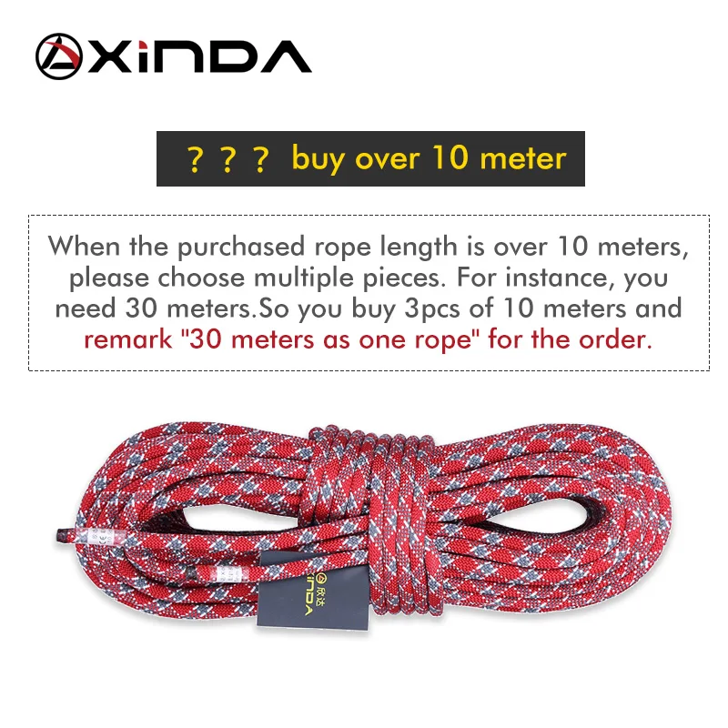 XINDA 9mm Rock Climbing Rope 9mm Static Rope 21kN High Strength Safety Rope For Working at Height Climb  Camping Equipment