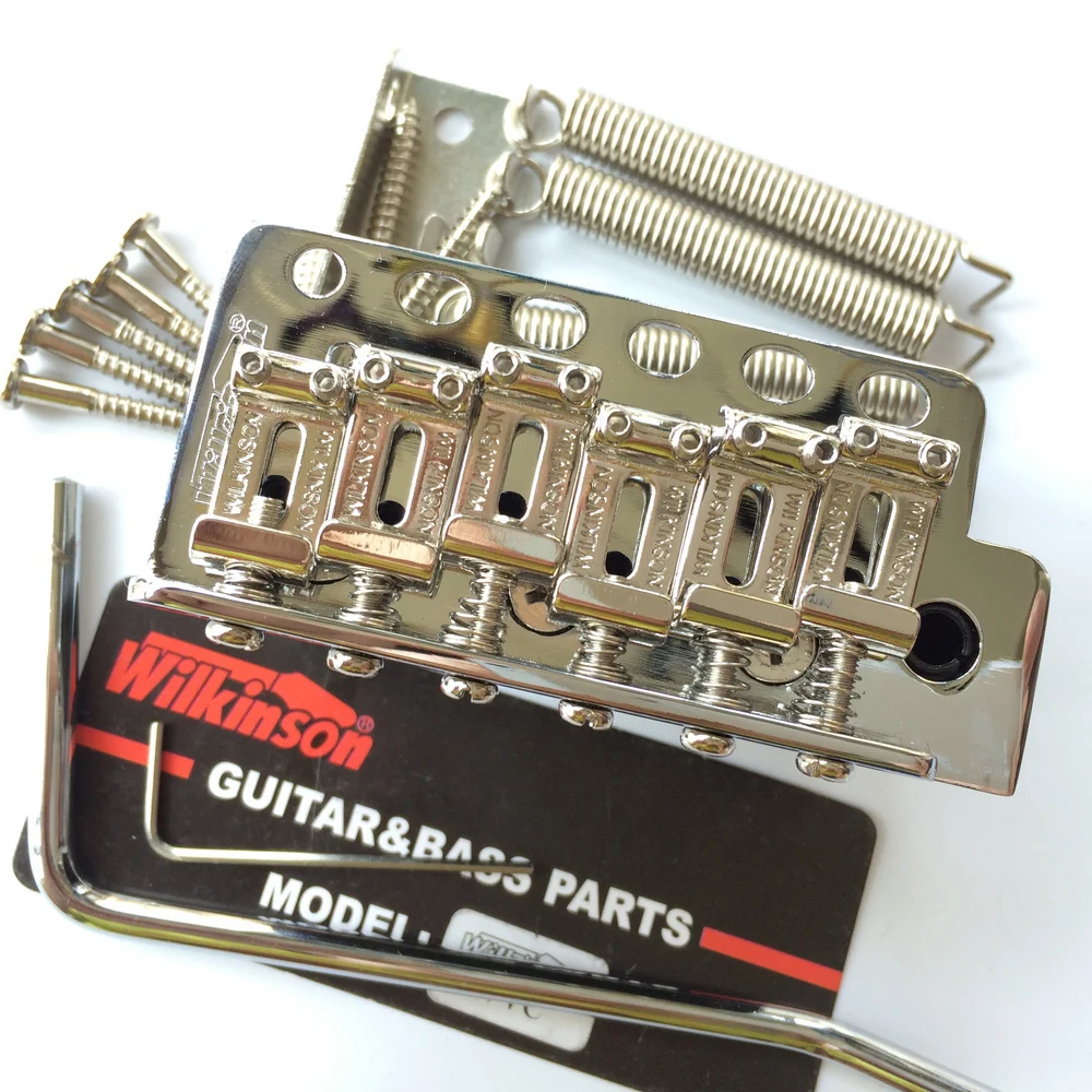 Wilkinson ST electric guitar Tremolo System Bridge + Bent Steel Saddles WV6 Chrome Silver Gold