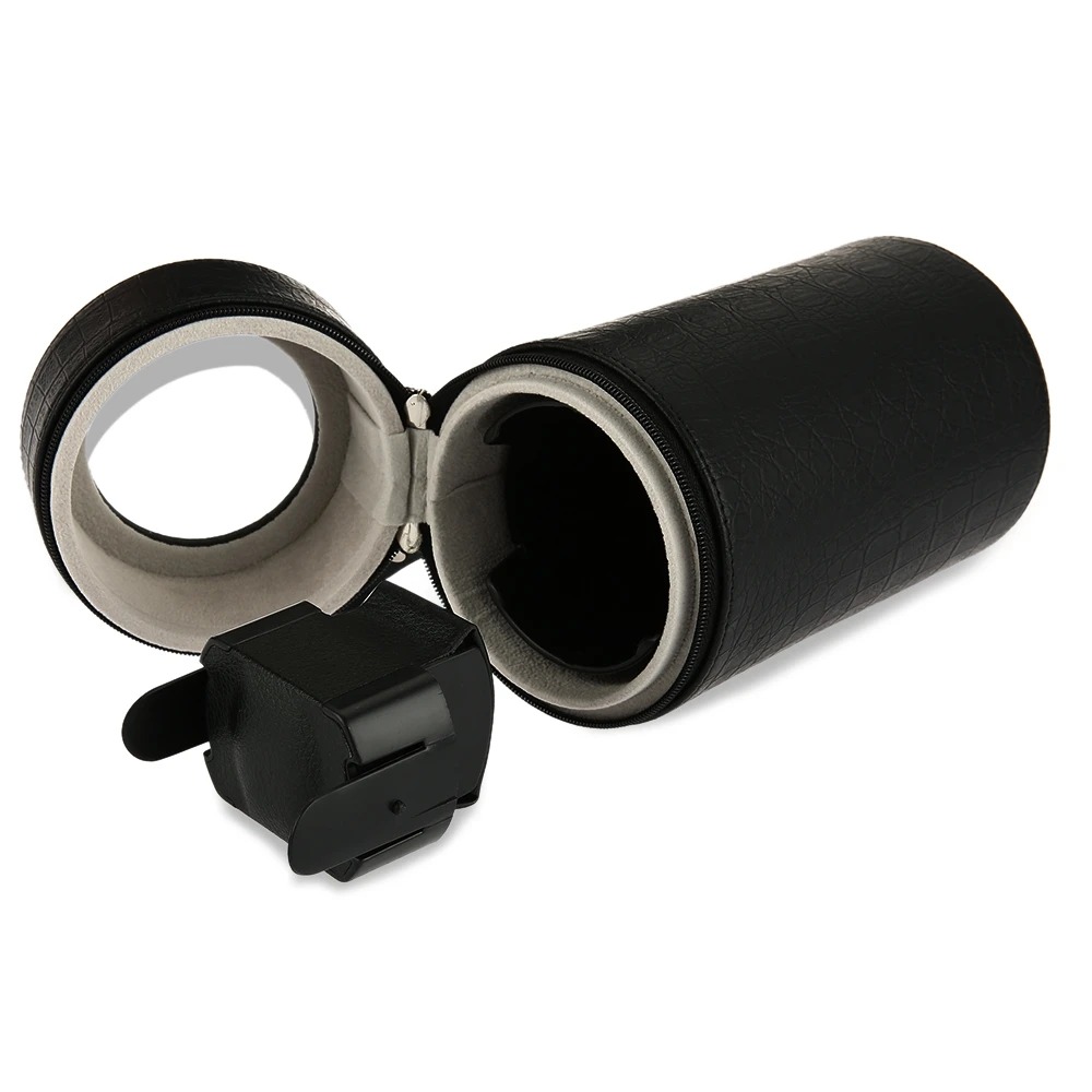 

Black Auto Silent Watch Winder Cylinder Shape Wristwatch Box with US Plug