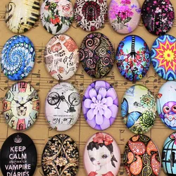 18x25mm  Mixed Style Oval Glass Cabochon Dome Jewelry Finding Cameo Pendant Settings 20pcs/lot (K02114)