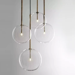 Lámpara colgante de un solo cabezal con diseño de burbuja de vidrio transparente Simple nórdico, luz LED moderna de oro G4, Hardware de decoración DIY para restaurante