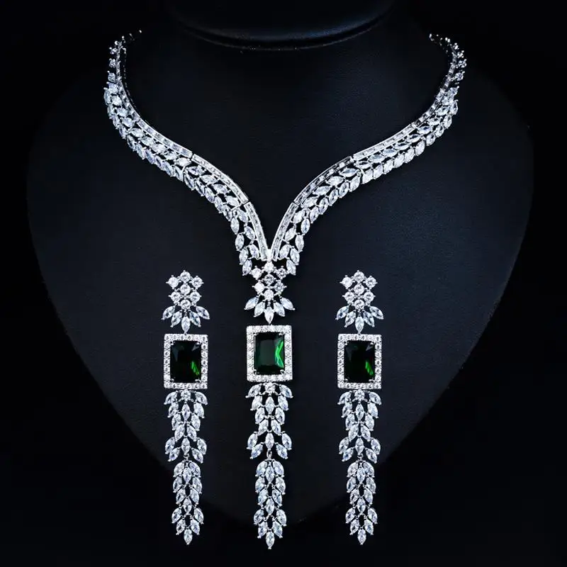 

HIBRIDE Latest Design Indian Jewelry Women Bridal Jewelry Sets With Necklace Earrings Set Women Dress Party Accessories N-1054