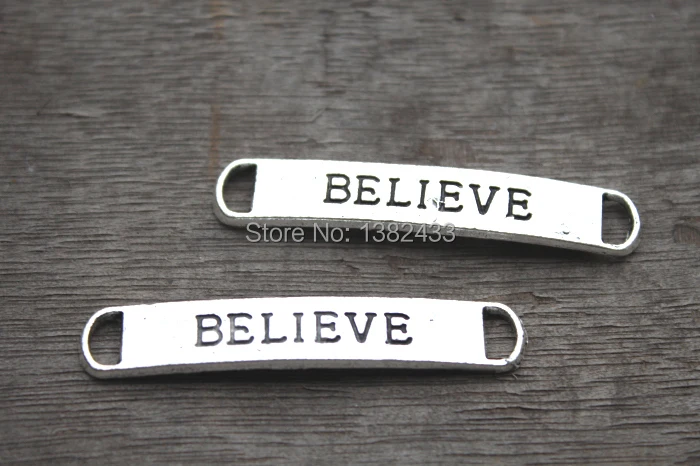 10pcs--Believe charm,Antique Tibetan silver Believe charm Pendants,Believe Connector 50x8mm