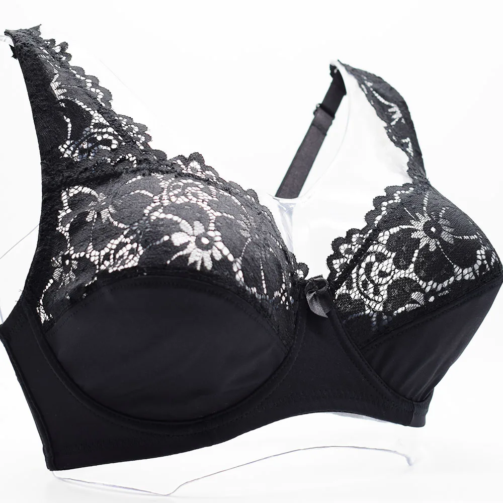 Lencería Sexy de talla grande para mujer, Sujetador de encaje Floral precioso, Bralette sin forro, perspectiva de sostén con aros, ropa interior