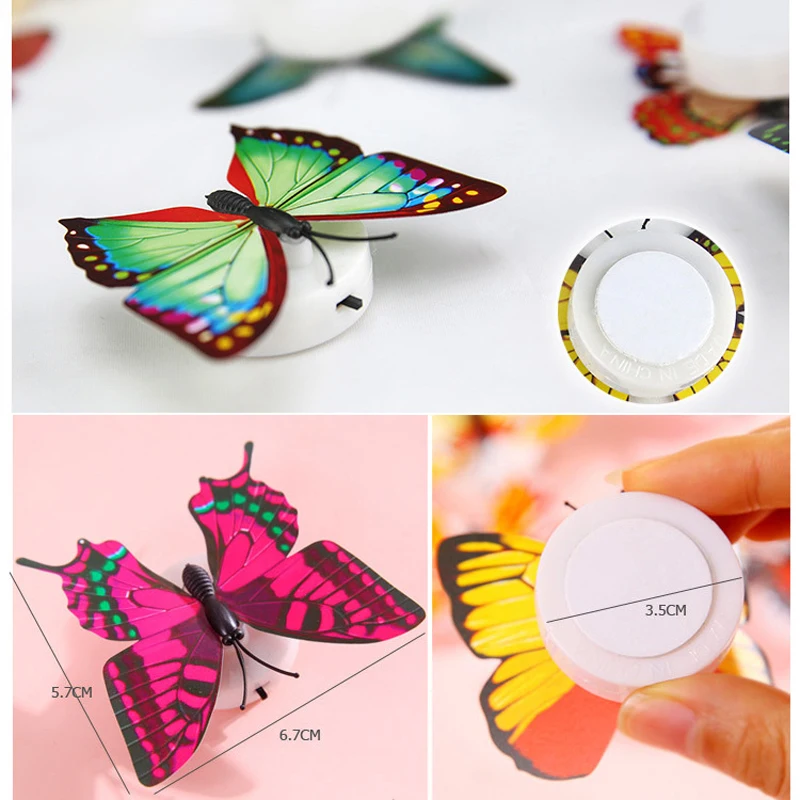 LED Light Up Toy Luminous Butterfly Stickers Flashing Toys Party Wedding Decoration Kids Stickers Xmas Gift Room Ornament