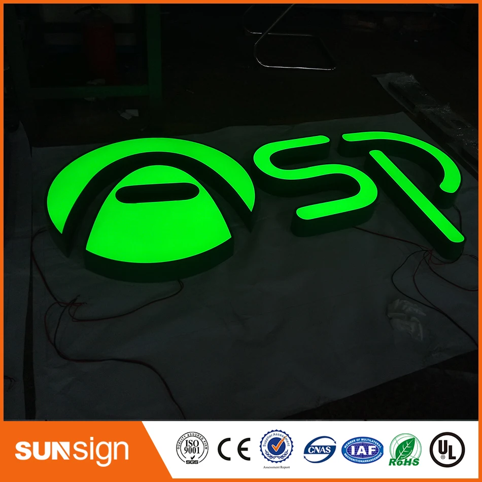 Letras iluminadas de canal de acero inoxidable LED