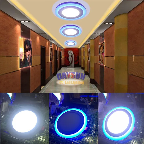 

New Superbright Led Panel Light Ultrathin Ceiling Down Lamp 6W 9W 16W 24W White + Blue Dual Colors Acrylic Recessed Lights