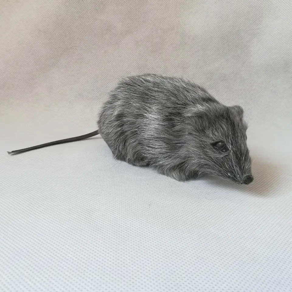 

real life toy about 15cm plastic&fur gray mouse hard model craft funny toy decoration toy gift w0887