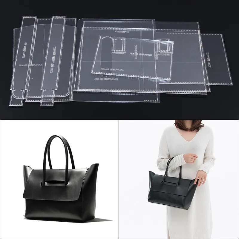 

1 Set Handmamde Large-capacity tote bagTemplate Clear Acrylic Leather Pattern DIY Hobby Leathercraft Sewing pattern stencils