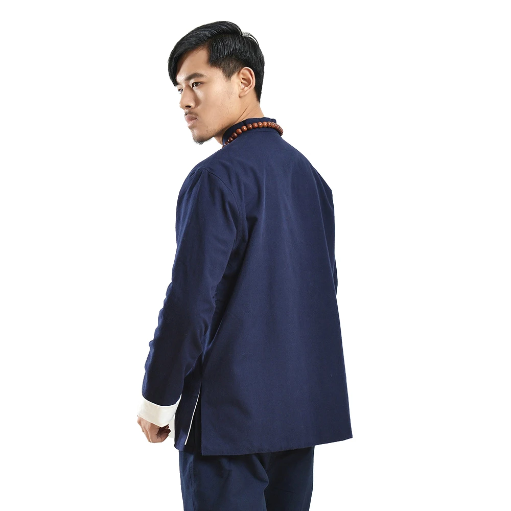 Brand Designer Men's Double deck Long Sleeve Kung Fu Jacket100%Cotton Traditional Chinese Tang Suit Coat Tai Chi Uniform