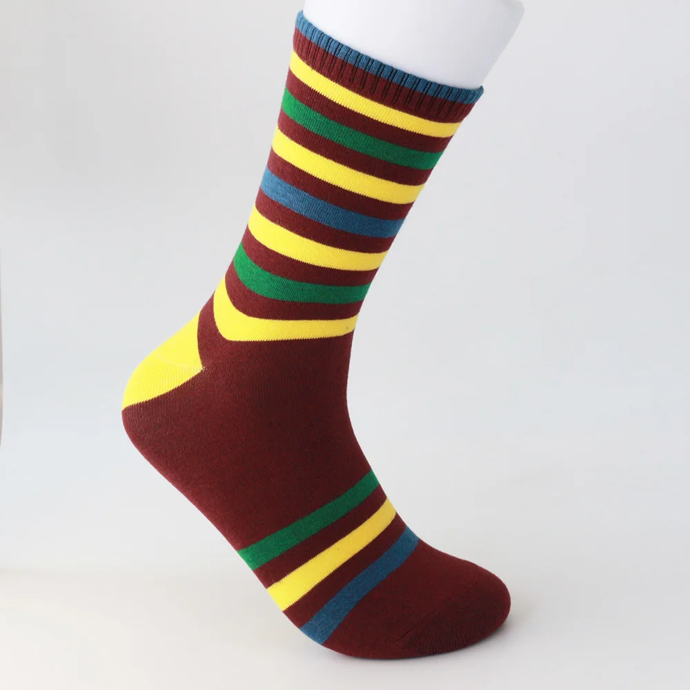 Brand Quality Man Socks Happy Striped Men Combed Cotton Calcetines Largos Hombre Colorful Socks Funny Hip Hop GREY BLUE EUR40-44