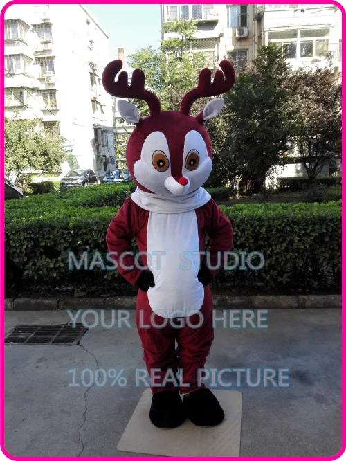 christmas deer mascot costume red nose deer custom fancy costume anime cosplay kits mascotte fancy dress carnival costume 401436