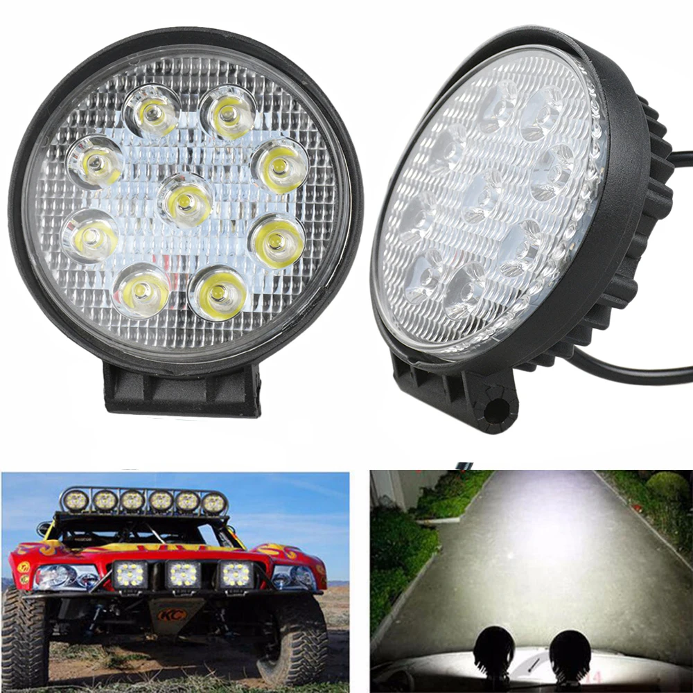 

2pcs 4 Inch 27W LED Work Light Floodlight 12V 24V Round LED Offroad Light Lamp Worklight for Off road Motorcycle Car Truck Hot