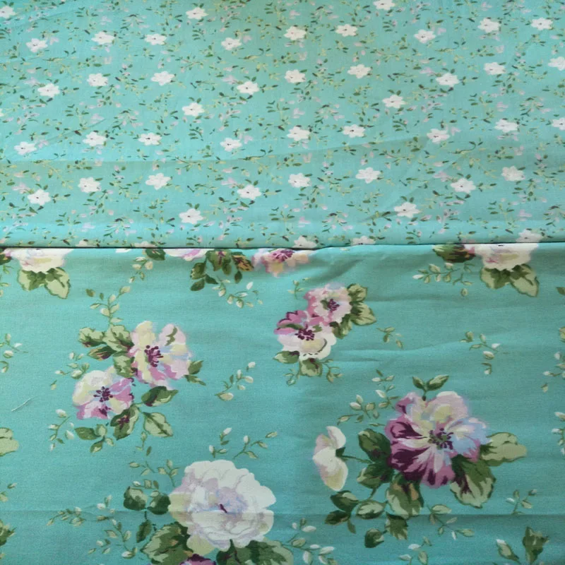 50x40cm 2pcs Blooming Lake Green Rose Flowers & Samll Floral Fabric Bundle For DIY sewing Doll Cloth