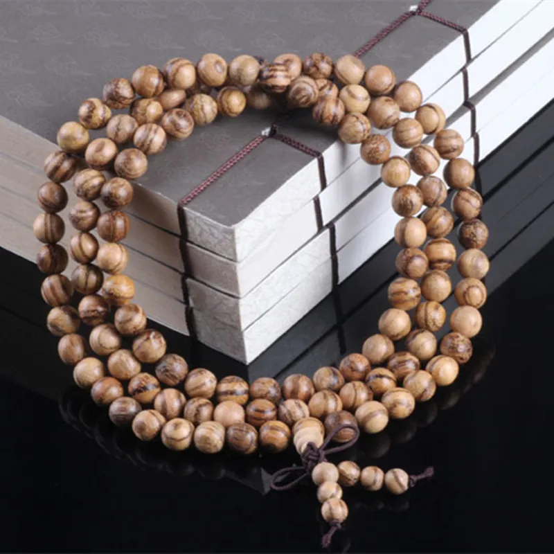 Sennier Natural Vietnamese agarwood incense 108 beads 6mm 8mm Buddha prayer malas beads bracelets  Rosary Wooden Bangle jewelry