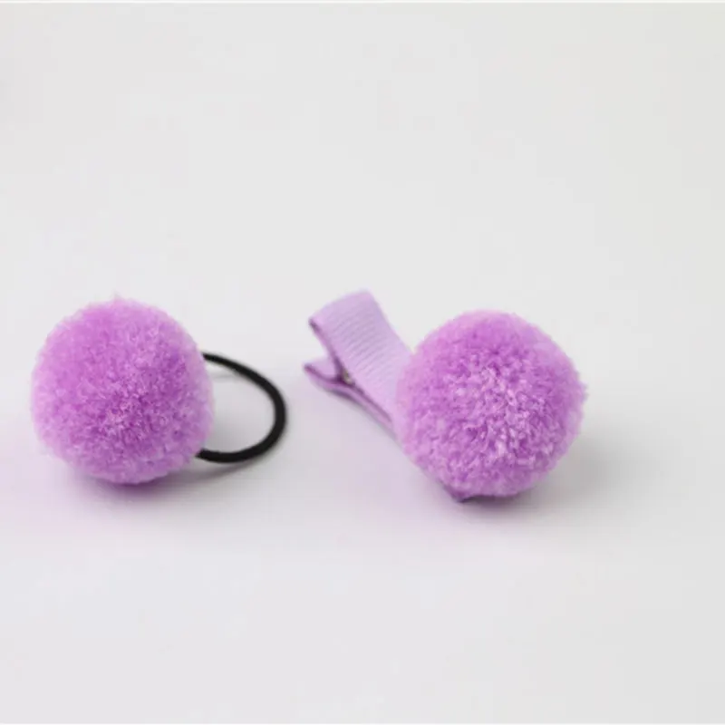 Cute Girls Fluffy Ball Pompom Hairpins Elastic Ponytail Holder Hairband Mini All-inclusive Hair Clip Hair Ropes Hair Accessories