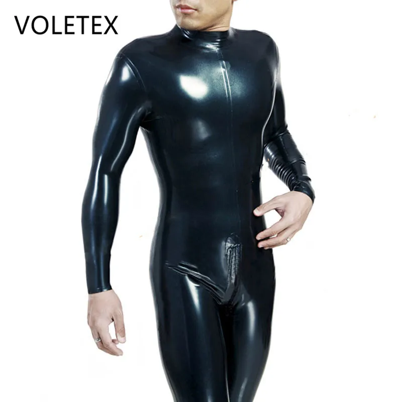 

Latex Catsuit Mens Black Latex Male Bodysuit Fetish Wet Look Rubber Zentai Jumpsuit For Man Plus Size Hot Sale