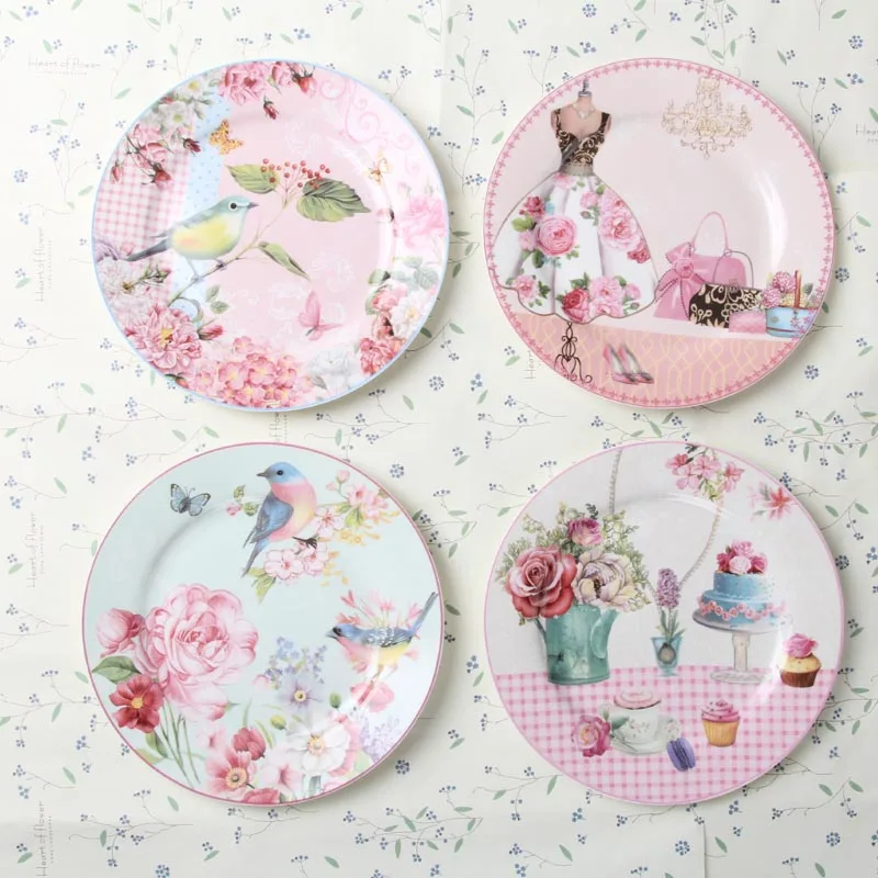 Europe Rural Bone China Cake Plates/Porcelain Bowl Pastry/Fruit Tray/Ceramic Tableware/Steak Dinner Dish Decoration, 8\