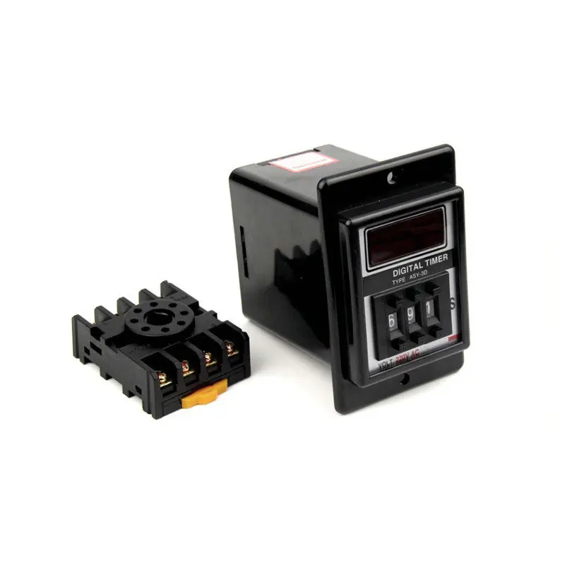 ASY-3D 1S - 999S Digital Timer Time Delay Relay AC220V/380V/110V DC12V/24V with Base