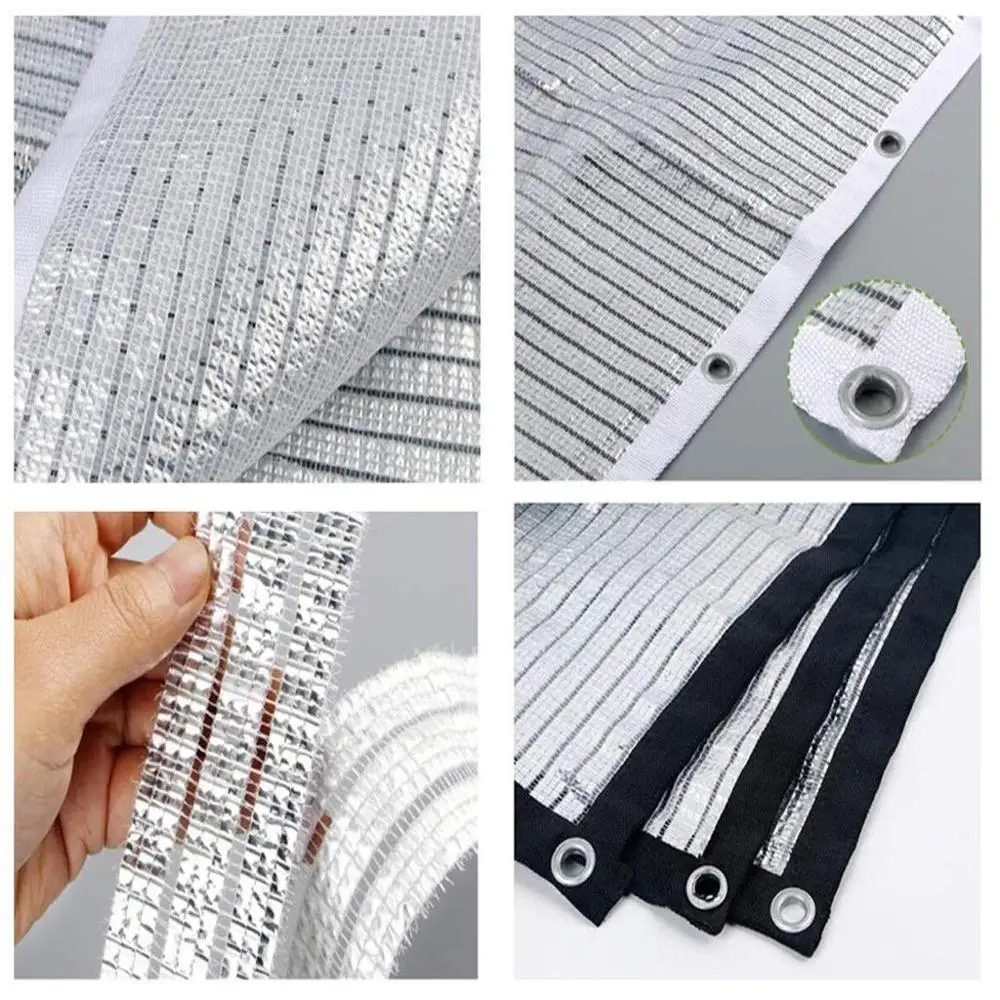 75% Reflective Aluminet Shade Cloth UV Resistant Sunblock Shade Net with Grommets Sun-Block Mesh Shade for Greenhouse Garden Pat