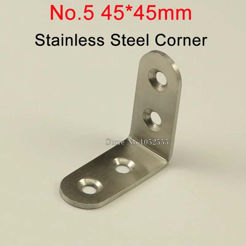 

50PCS 45X45X19mm stainless steel angle bracket L shape brushed finish frame board support fruniture hardware