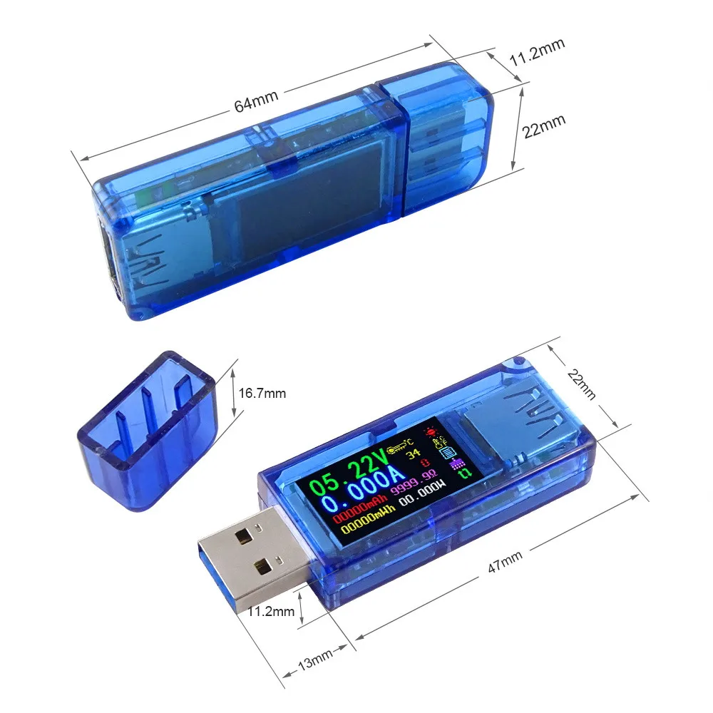 RD AT34 USB 3.0 color LCD Voltmeter ammeter voltage current meter multimeter battery charge power bank USB Tester