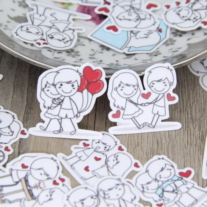 

40pcs Self-adhesive Cute Waterproof Couples Scrapbooking Stickers DIY Craft Sticker