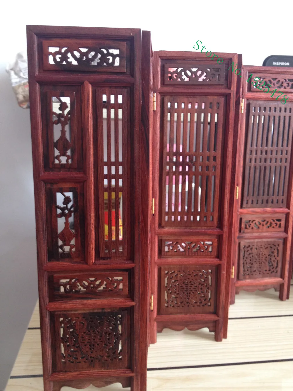 14.75 inch Exquisite Hand-carved Chinese Boxwood & Sculpture Folding Screen Home decoration tabletop decorative crafts