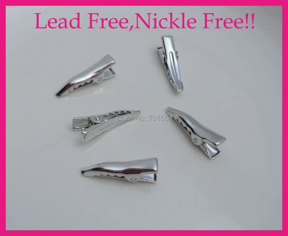 100PCS  Various Sizes Single Prong Metal Alligator Clips with teeth kids Plain Beak Hairpins For DIY Lead free Nickle free