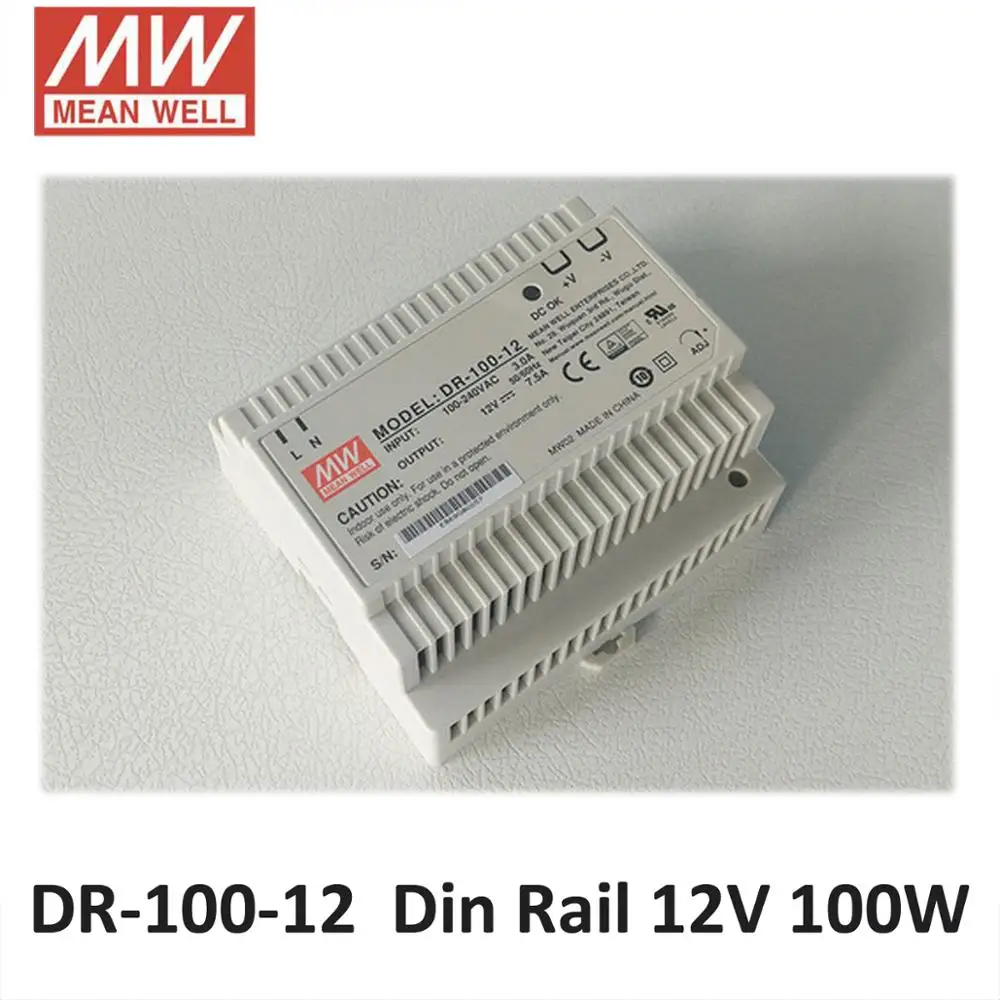 Imagem -03 - Genuine Meanwell Dr100-12 24 ac dc 100 w 24 v 12 v Industrial Din Rail Fonte de Alimentação 24 v 12 v 15 v 100 w Comutação Motorista Fonte de Alimentação