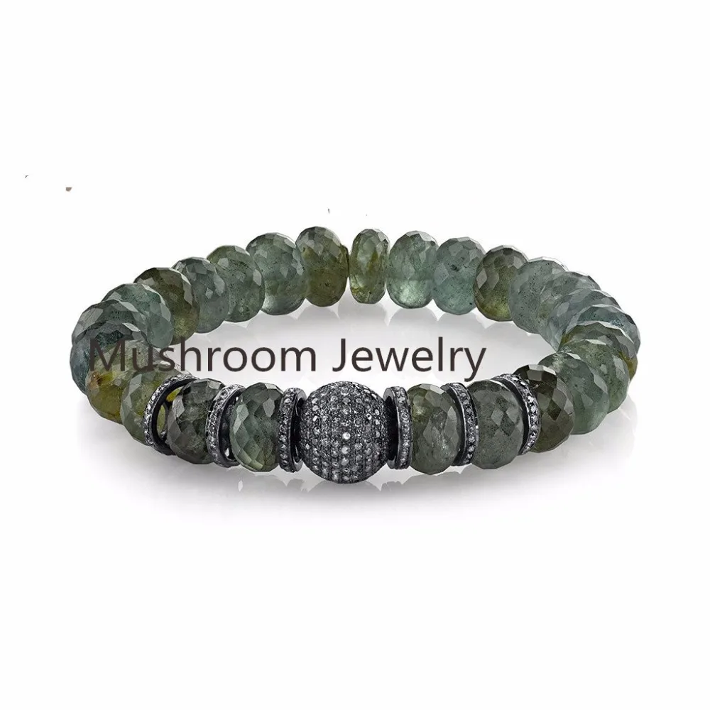 

Natural Labradorite Stone Beaded Bracelet Lucky Gray Moonstone Women Men Yoga Bracelet India Buddha Power Jewelry Gift