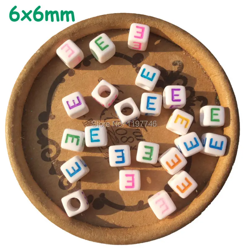 Wholesale Acrylic Cube Colorful Individual Alphabet Letter E Beads 6mm Jewelry Making A B C D E F G H I J K L M N O P Q 2600pcs