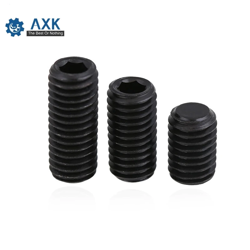 

M1.6 M2 M2.5 M3 M4 M5 M6 DIN916 Black Carbon Steel Metric Thread Grub Screws Inner Hexagon Socket Set Screw Kimi 12.9 machine