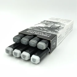 Finecolour 8 Colors Double-headed Soft Brush Professional Sketch Alcohol Based Ink Gray Series Art Markers EF102