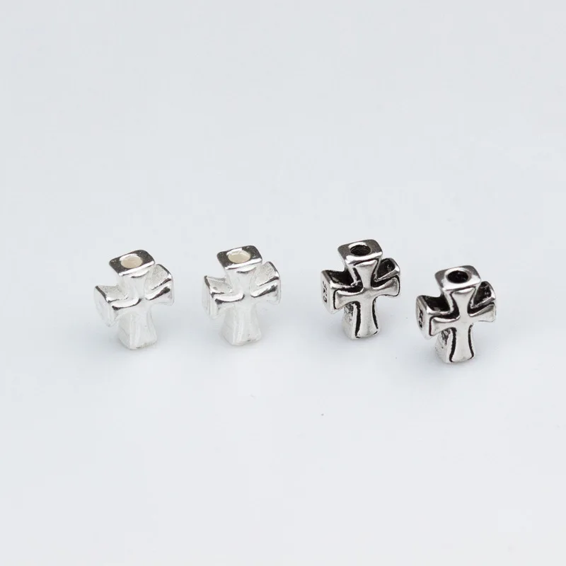 100% Bạc 925 Kitô Giáo Chéo Miếng Đệm Hạt Handmade Thủ Công Vòng Tay Hạt Charm DIY Bạc Trang Sức Làm Cho Những Phát Hiện