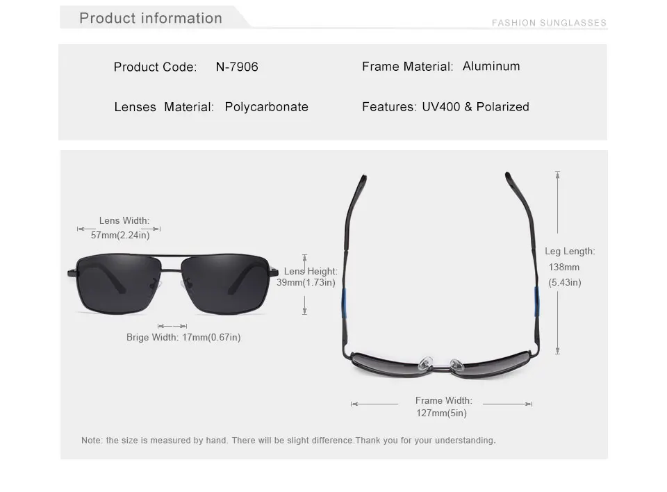 KINGSEVEN 2024 Marke Klassische Quadratische Polarisierte Sonnenbrille männer Fahren Männliche Sonnenbrille Brillen UV Blockieren Oculos N7906 – Detail 4