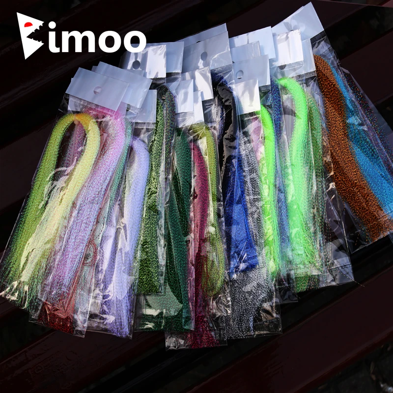 Bimoo 4Packs Flashabou Tinsel Fly Tying Crystal Flash for Jig Hook Lure Making Material Krystal Strands Gold Silver Rainbow Gree