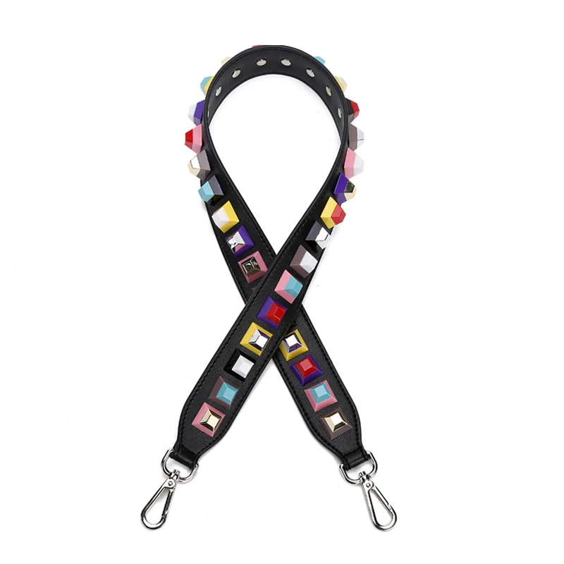 90cm Leather Bag Shoulder Strap Colorful Rivet Studs  Handbags Handles Crossbody  Replacement Straps Accessories Customization