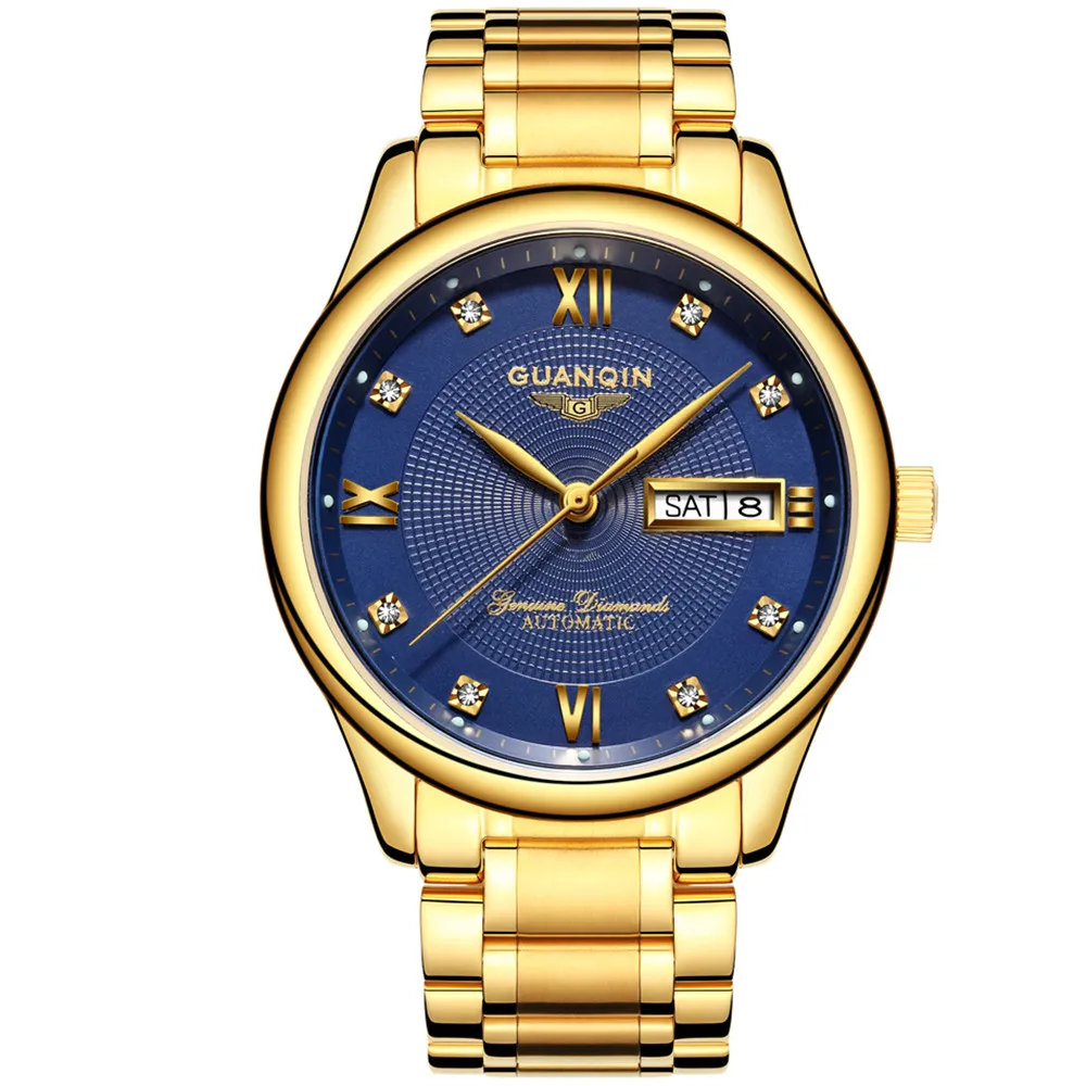 

relogio masculino GUANQIN Mens Watches Top Brand Luxury Gold Stainless Steel Mechanical Watch Men Business Waterproof Wristwatch