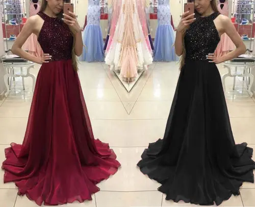 

2018 New Fashion Hot Elegant Women Sleeveless Ladies Formal Long Evening Party Ball Prom Gown