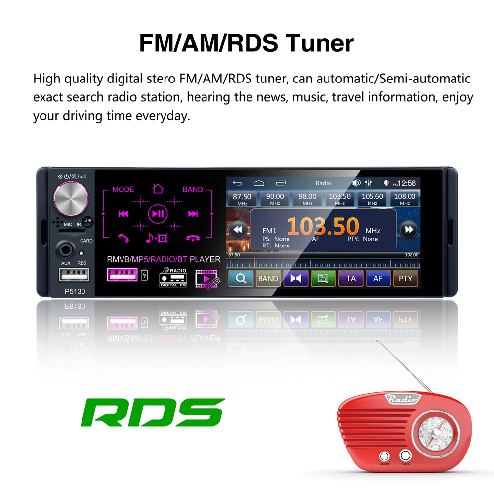 Podofo 1Din RDS Car Radio 4