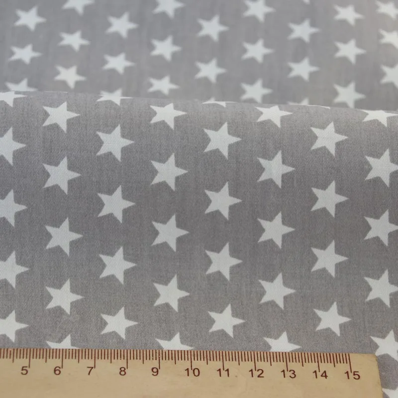 100% cotton twill cloth simple GRAY PINK AQUA stars fabrics for DIY crib bedding patchwork cushion quilting handwork home decor