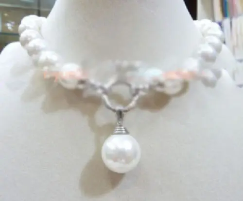 

shipping> >>>>Charming AAA+ 12MM WHITE ROUND SOUTH SEA SHELL PEARL NECKLACE 18" 6.07 6.08 women wedding Noble style