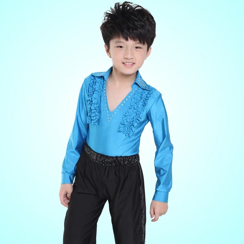 Boys Latin dance performance clothing new children 's Latin dance performance clothing boys Latin clothing long - sleeved autumn