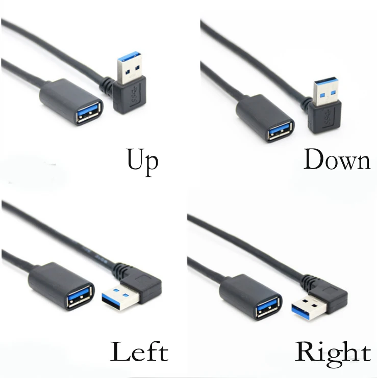 1 шт., кабель-удлинитель USB 3,0, 90 градусов, 5 Гбит/с