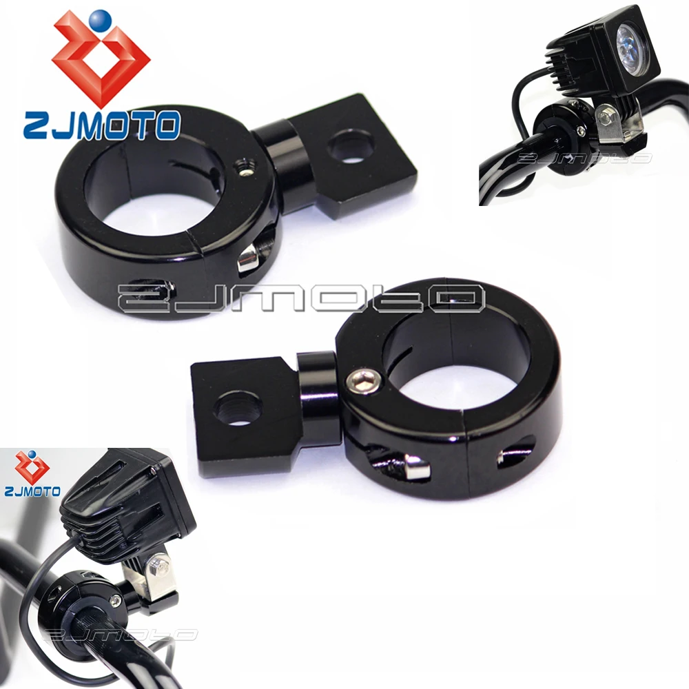 Black Chrome Aluminum Motorcycle 22mm 25mm 32mm Auxiliary Light Mount Bracket Spotlight Fog Light Holder Clamp 7/8\