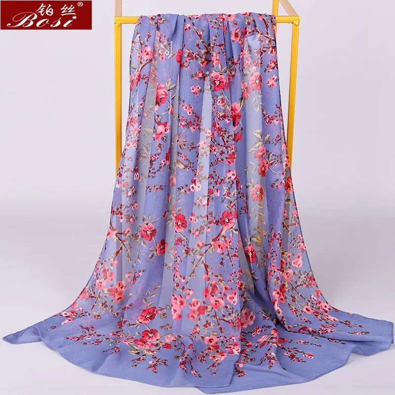 Chiffon sciarpa di inverno scialle schal sciarpe poncho donne sciarpe etnico grande fiore hijab sciarpe delle signore di lusso retrò schal160 * 60