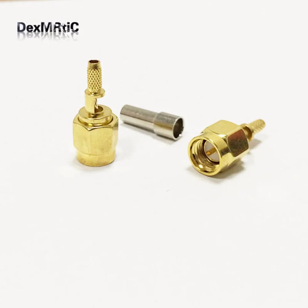 1PC  New SMA male plug  RF Coax Connector Crimp for RG316,RG174,LMR100 Cable Straight Goldplated  Open window