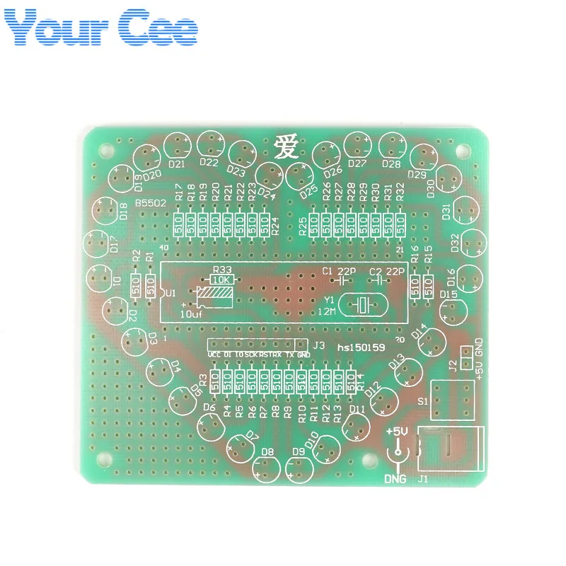 DIY Heart Shape Colorful LED Module Love Water Light STC89C52 Parts & Components Design Electronic Kit